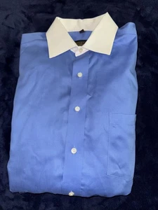 Donald J Trump Signature Collection Dress Shirt 16 34/35 Blue French Cuff - Picture 1 of 7