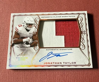 2020 LEAF TRINITY JONATHAN TAYLOR ROOKIE AUTO PLAYER WORN PATCH COLTS RPA SSP - Image 1 of 2