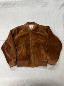 Vintage Banana Republic Brown Tan Suede Leather Jacket Mens Bomber size Small - Picture 1 of 7