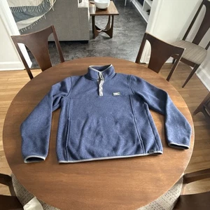 LL Bean Herren Fleecepullover Gr. M leicht tailliert dunkelblau 1/4 Druckknöpfe - Bild 1 von 14
