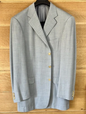 Abrigo deportivo Ermenegildo Zegna en polvo azul lana/seda espiga para hombre 46L Foto 1 de 4