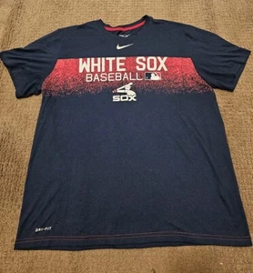 Nike Dri Fit MLB - CHICAGO WHITE SOX - Retro Logo Blue/Red Men's T-SHIRT - XL - Picture 1 of 8