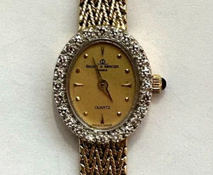 Baume & Mercier Ladies 14K Gold 24 Diamond Bezel Quartz Watch Box Paperwork - Picture 1 of 9