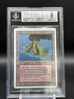 Magic MTG - Volcanic Island- Rare Lands-  Revised BGS Graded 8 NM-MT - Image 1 of 2