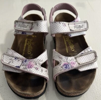 Papillio Birkenstock Kids Youth 28/180 C10 Floral Flowers Leather Sandals Spain - Изображение 1 из 4