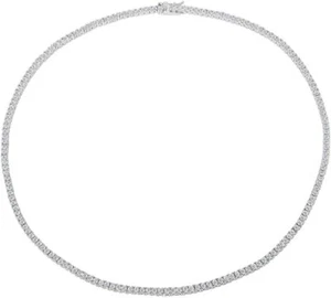 Unisex Skinny Tennis Necklace Silver Finish Cubic Zirconia 2mm Chain/Bracelet - Picture 1 of 8
