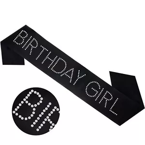 Birthday Girl Sash Birthday Sashes for Women Girls Black Birthday Sash Rhines... - Picture 1 of 8