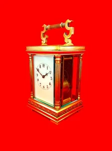 Antique Large Heavy Solid Brass French Striking Carriage Clock circa 1880 - Picture 1 of 13