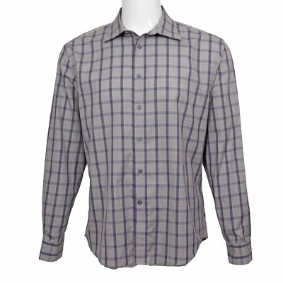 Jos  Bank Shirt Men's XL Reserve Traditional Fit Blue Tan Plaid Egyptian Cotton - Image 1 of 4