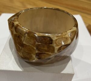 rara avis brown wood and resin triangle bangle bracelet