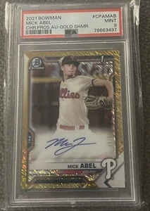 2021 Bowman Chrome Gold Shimmer Refractor Phillies MICK ABEL AUTO /50 PSA 9 - Picture 1 of 3