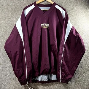 Holloway St. Paul Indians Windbreaker Jacket Men's XL Burgundy V-Neck Side Zip - Picture 1 of 10