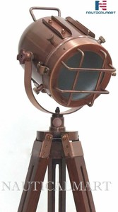 Vintage Decorative Marine Nautical Search Light Wooden Tripod