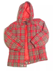 Ralph Lauren Black Label Quilted Jacket Plaid Tartan Red Hooded Zip-Up SIZE M - Picture 1 of 7