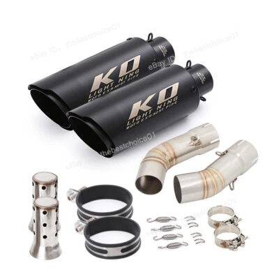 Deslizable para Ducati 848 1098 1198 tubo de escape medio punta silenciadora negra para motocicleta Foto 1 de 4