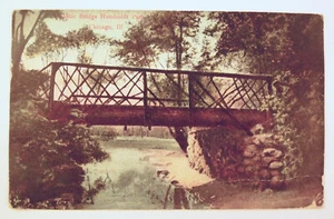 Humboldt Park Vintage Postkarte Chicago IL Illinois Ben Franklin Briefmarke 1900er 10er  - Bild 1 von 2