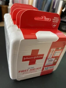 6 Johnson & Johson To Go FIRST AID KIT 12 items gauze pads bandaids travel mini - Picture 1 of 5