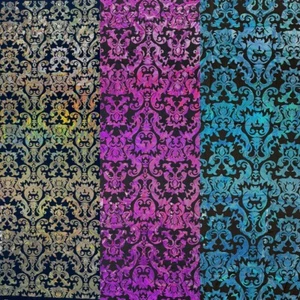 Metallic Nylon Spandex Damask Design 4way Stretch 58/60" Sold by The Yard. - Picture 1 of 20