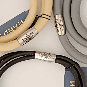 Conjunto de pulsera de cuero de joyería sin fin - negro, beige y gris - 7,0" - Imagen 1 de 5