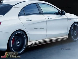 Carbon Fiber REVO Style Side Skirt Extensions Lip for W117 C117 CLA250 CLA45 AMG - Picture 1 of 2