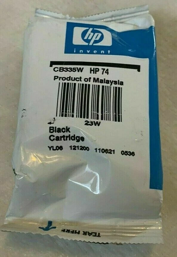 HP 74 Black CB335W Genuine Ink printer cartridge OEM for Deskjet PhotoSmart New - Image 1 of 1