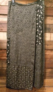 J Jill Wrap Maxi Skirt Size 10 Black Gold Pattern Flowers Circles - Picture 1 of 6