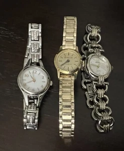 Lot of 3 Vintage Ladies Watches Gold Silver Bracelets Decoration No Battery - Picture 1 of 4