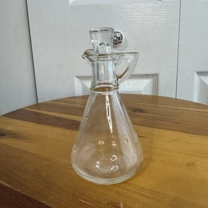Tapón dispensador de aceite de vinagre de vino de vidrio transparente vintage MCM Cottagecore - Imagen 1 de 7