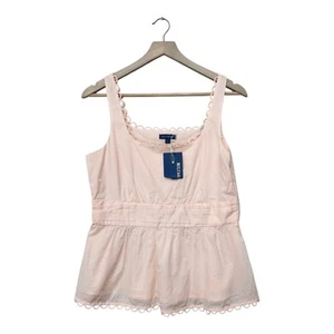 Biltmore Damen rosa Baumwolle Schößchen Top Größe 6 ärmellos Jakobsmuschelborte Neu mit Etikett - Bild 1 von 9