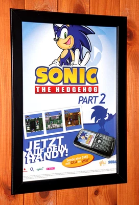 Sonic the Hedgehog Part 2 Sega Old Promo Werbeblatt Poster / Ad Page Framed - Bild 1 von 4