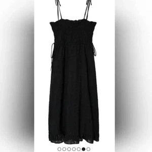 Vestido Mango Negro Trabajo Abierto Ojales Halter con Volantes Dobladillo Talla 6 - Imagen 1 de 10