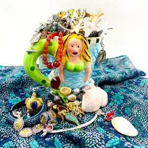 Mystery Schmuck Konvolut "Geheimnisse der Tiefe" Perlen Edelsteine Messing Kupfer Silber - Bild 1 von 20