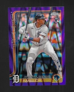 2025 Topps Chrome JUSTYN-HENRY MALLOY RC Purple Wave #d 225/250 - DETROIT TIGERS - Imagen 1 de 2