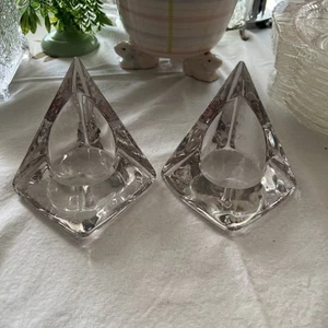 Candelabro piramidal grande de 5" muelle 1 arte vidrio moderno 3" pilar Tord Kjellstrom - Imagen 1 de 5