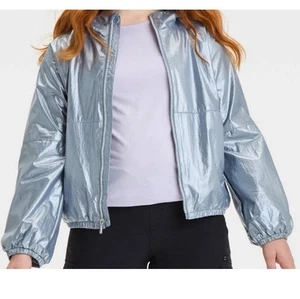 All In Motion Girls Silver Shine Windbreaker Jacket Size Small (6-7) NWT - Picture 1 of 9