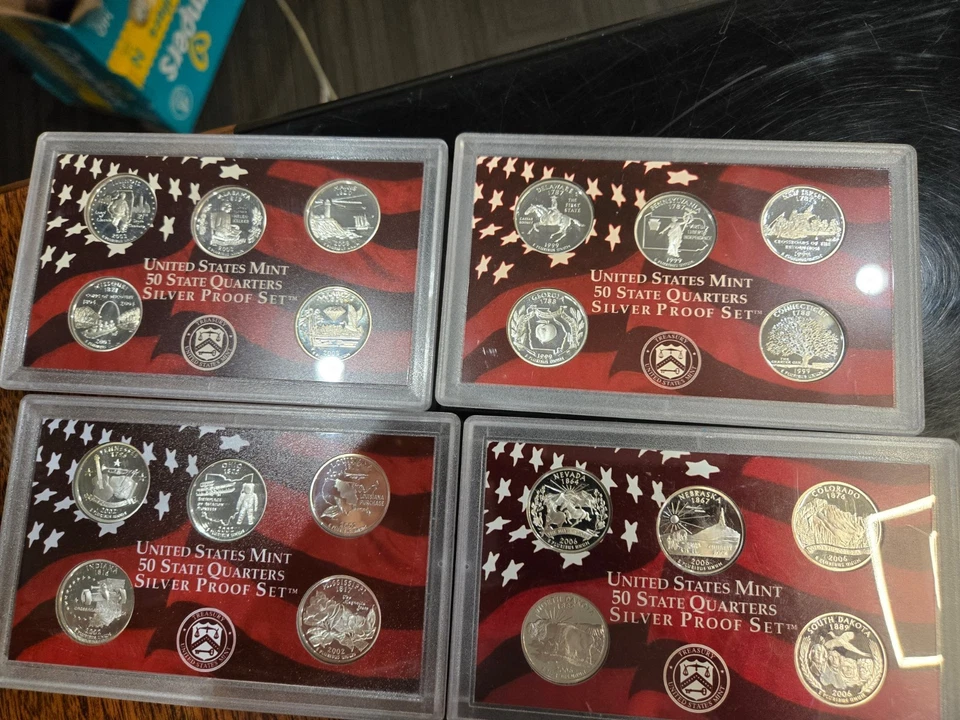 LOT OF SIX SILVER PROOF SETS STATE QUARTERS (30 QUARTERS) - Image 1 of 1