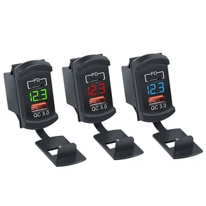 Voiture Chargeur Rapide Prise Alimentation LED Voltmètre Double USBPD + QC3.0 12V-24V - Photo 1 sur 14