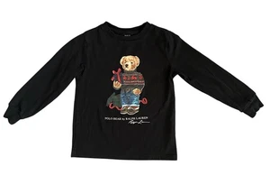 Polo Ralph Lauren Shirt Polo Bear Long Sleeve Boys Graphic Size 5 Black - Picture 1 of 7