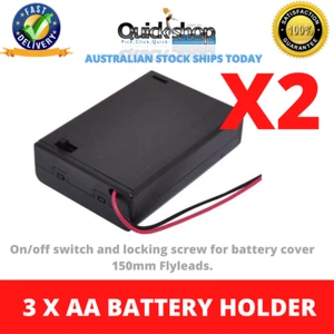 3 X AA Battery Holder With On/Off Switch X 2 PIECES - Picture 1 of 2