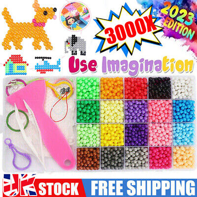 3000x Aquabeads SUPER REFILL Water Fuse Beads 20 Separate Color DIY Toy Kid Gift • 9.72£