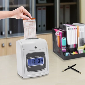 Time Punch Employee Attendance LCD Display Time Card Record Machine w/ 50 Cards - Imagen 1 de 24