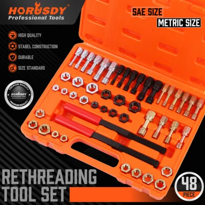 Juego de 48 piezas de reparación de roscas UNF UNC y kit restaurador de roscas métricas Foto 1 de 4
