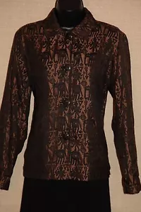 CHICO'S DESIGN Jacket Blazer Elephant Animal Print Brown Black Size 0    (R479) - Picture 1 of 9