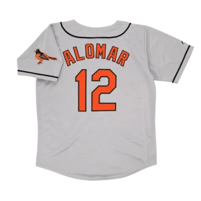 Camiseta gris para hombre Roberto Alomar Baltimore Orioles 1996 Road con parche de equipo Foto 1 de 4