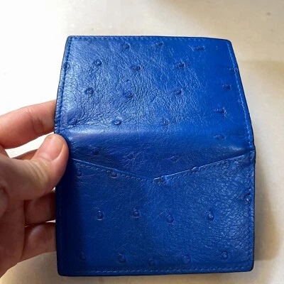 BLUE  OSTRICH GENUINE LEATHER SKIN CREDIT CARD HOLDER/ WALLET CARD/ CARD HOLDER - Image 1 of 4
