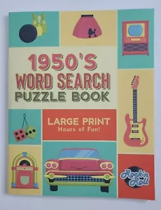 1950s Word Search Puzzle Book Retro Flashback Poodle Skirt Large Print Gift Idea - Picture 1 of 5