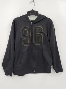 Under Armour Youth Boys Jacket Size Large Black Green 96 Hooded Full Zip Pockets - Picture 1 of 4