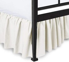 Dust Ruffle Bed Skirt with Split Corner Ivory Solid Microfiber & Easy Fit Drop