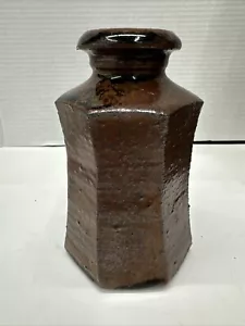1960’s David Shaner 7 Sided Concave Vase Signed Archie Bray Foundation - Bild 1 von 9