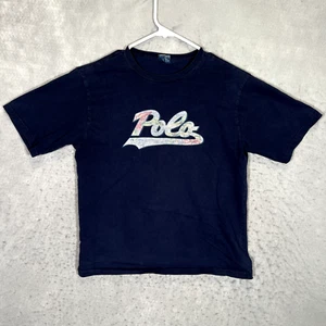 A1 Vintage 90s Polo Ralph Lauren Spellout Shirt Youth Medium Blue 100% Cotton - Picture 1 of 8